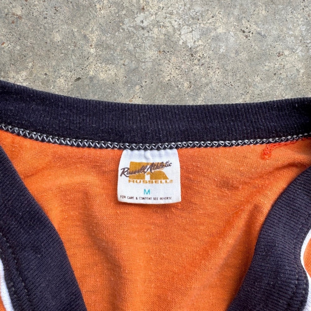 Vintage 70s 80s Russell Athletic Ringer Tee Single Stitch Orange Medium (h1) - Picture 3 of 8